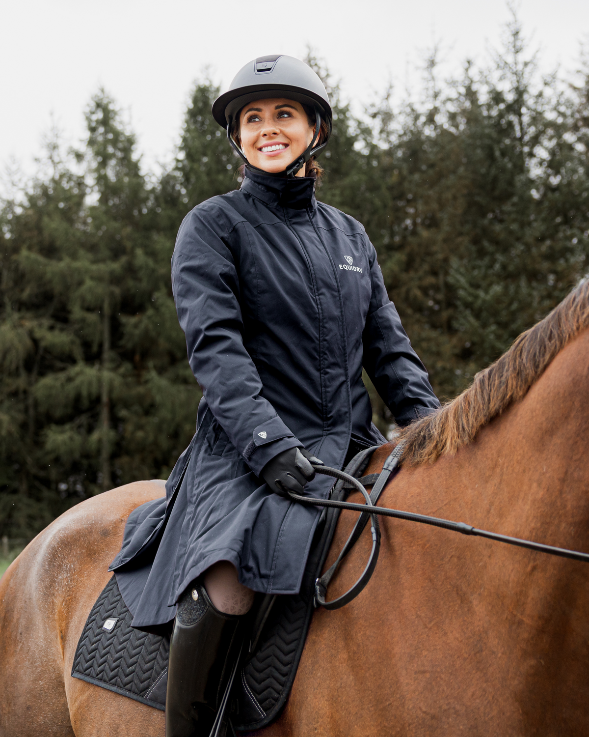 Bronte Waterproof Riding Coat Removable Hood Womens - Navy