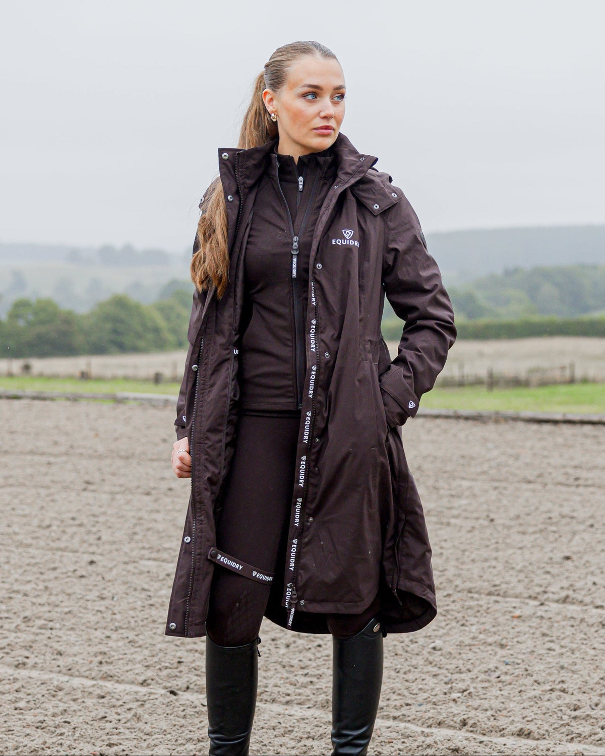 Bronte Waterproof Riding Coat Removable Hood Womens